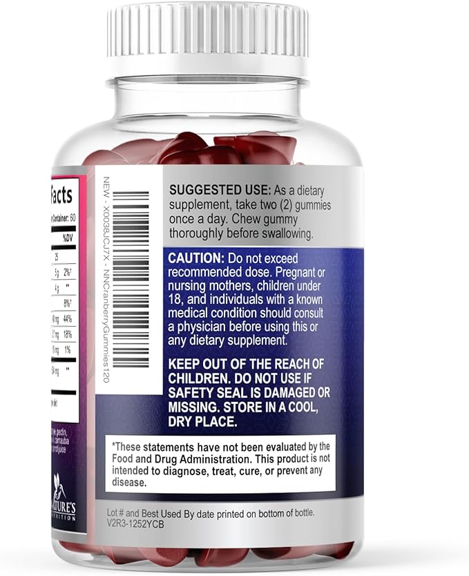 Cranberry Extract 504mg Per Serving - Cranberry Gummies for Urinary Tract Health Support - Helps Cleanse & Protect, Cran Berry Gummy Supplement + Vitamin C, Chewable Cran for Women - 120 Gummies