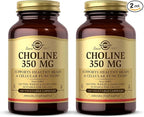 Solgar Choline 350 mg - 100 Vegetable Capsules, Pack of 2 - Non-GMO, Vegan, Kosher - 200 Total Servings
