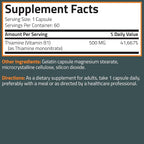 Bronson Vitamin B1 Extra Strength 500 MG High Potency Non-GMO, 60 Capsules