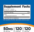 Nutricost DHEA 50mg, 120 Capsules - Gluten Free, Soy Free, Non-GMO, Supplement