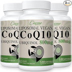 Liposomal CoQ10 800mg Ubiquinol Softgel, Max Absorption Ubiquinol Coenzyme Q10, Ubiquinol CoQ10 Supplement for Antioxidant, Heart Function & Energy Production, Pure CoQ10 800mg, 180 Vegan Softgels