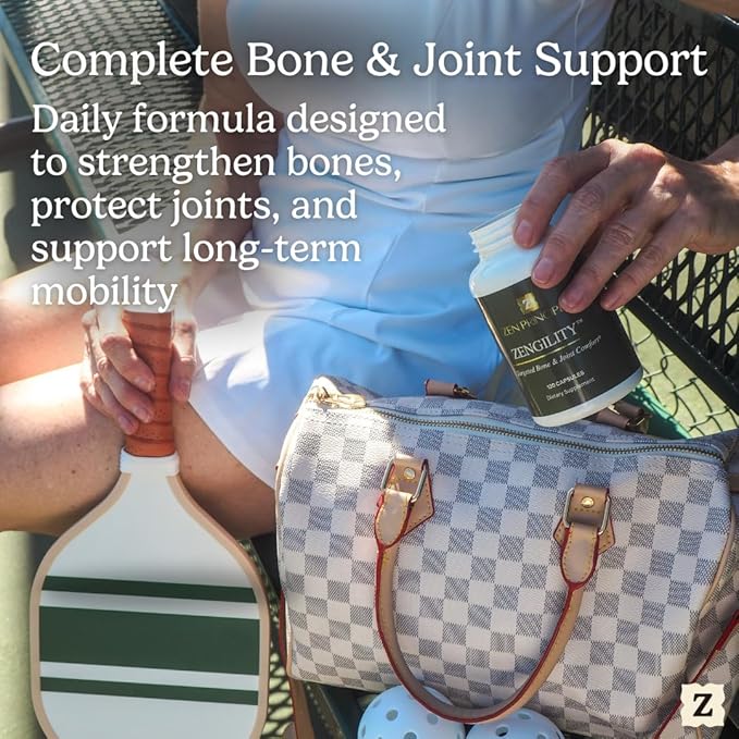 Zen Principle Zengility™ Joint Support & Bone Strength Supplement – Fast-Acting Relief with MSM, Plant Calcium, Vitamin K2 & D3. Shellfish-Free Vegan Formula for Mobility & Comfort. 240 Capsules
