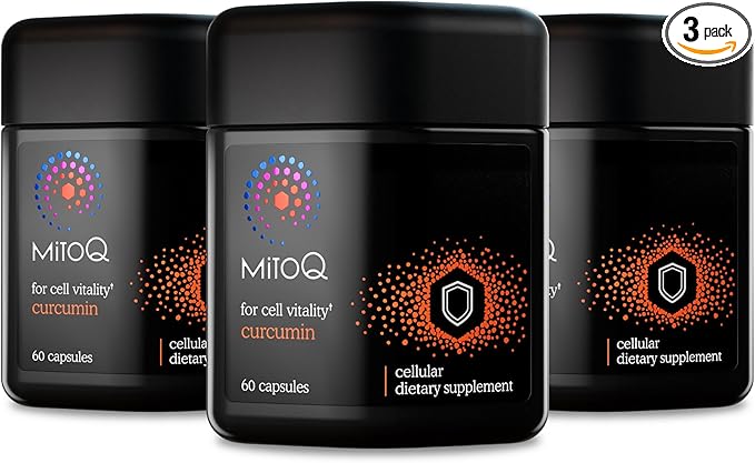 MitoQ Curcumin Longvida Lipidated Formula Mitochondria-targeted Antioxidant | Ultra Bioavailable & Sustained Action Free-Form Curcumin, 180 Capsules