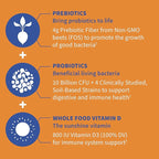 Garden of Life Dr Formulated 10 Billion CFU Prebiotic Fiber&Probiotic Gummies-Vitamin D3 for Digestive and Immune Health – Gluten Free,Non GMO,No Added Sugar,Orange Dream Flavor,60 Gummies(Pack of 2)