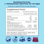 2 Pack L-Methylfolate Gummies with Methyl B12 - Empower Mood, Optimize Brain Health & Fortify Immune System. Blueberry Flavor 120 Count.