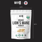Organic Lion’s Mane Mushroom Powder Fruiting Body Superfood Freeze-Dried Unflavored Natural Polysaccharides for Smoothies Coffee Supports Brain Focus Energy Vegan Gluten-Free Non-GMO, 9 oz (255g)