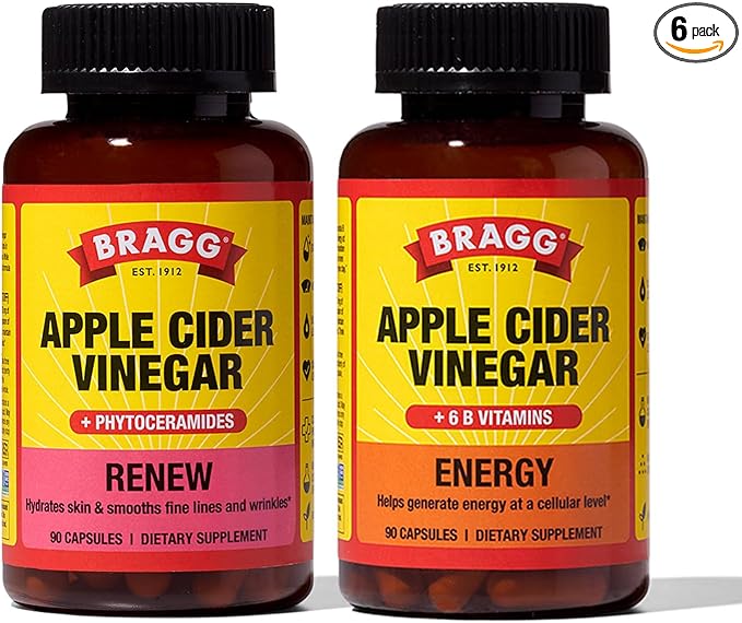BRAGG Renew Apple Cider Vinegar Capsules with Phytoceramides Energy Apple Cider Vinegar Capsules with B Vitamins