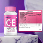 Premium Vitamin C + Vitamin E Chewable - Natural VIT C and VIT E Supplement for Dual Antioxidant, Heart, Circulatory, and Immune System Support - 60 Orange Tablets