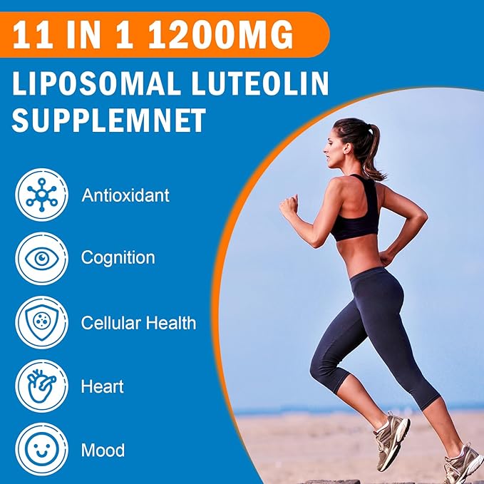 1200MG Liposomal Luteolin Supplement - Maximum Absorption, Antioxidant Boost for The Brain 120 Capsules