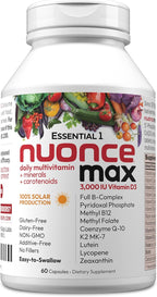 ANDREW LESSMAN Essential-1 nuonce max Multivitamin 3000 IU Vitamin D3 60 Small Capsules. 100 mcg Methyl B12. CoQ10 Lutein Lycopene Zeaxanthin. High Potency. No Additives. Ultra-Mild One Daily Capsule