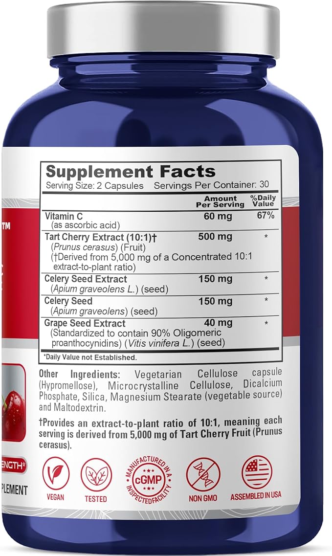 NusaPure CherryClear Tart Cherry Capsules, 900 mg, 60 Vegan Capsules (Non-GMO, Vegan)