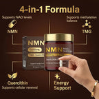 NMN Supplement 1000mg, 4-in-1 Liposomal NMN for NAD+ Supplement, nmn Supplement with Quercetin, Cellular Energy & NAD+ Levels Support for Men & Women, 60 Capsules
