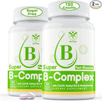 Sugar Free Vitamin B Complex with Methyl B12, MethylFolate, B6, B1, B2, B3, Fast Dissolve Highly Bioavailable Methylated B Complex Supplement for Energy Levels, Neural System, Vegan,180 Tablets
