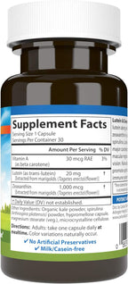 Carlson - Lutein & Greens, 20 mg, Vision Support & Eye Function, Antioxidant, 30 Vegetarian Capsules