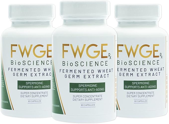Spermidine - Longevity, Immune, and Cellular Healht -Fermented Wheat Germ Extract, Holistic, Non-GMO, Gluten-Free, Sugar-Free, Vegan, Antioxidant, Natural, 160 Capsules (3 Bottles)