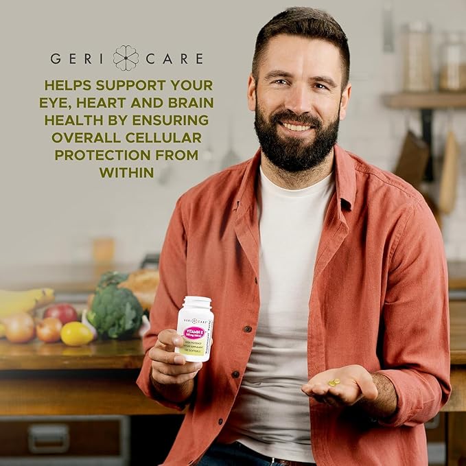 GeriCare High-Potency Vitamin E Softgels – 400 IU for Skin & Immune Support, 180mg | 100 Count | Organic Capsules Vitamin E for Women and Men (Pack of 2)