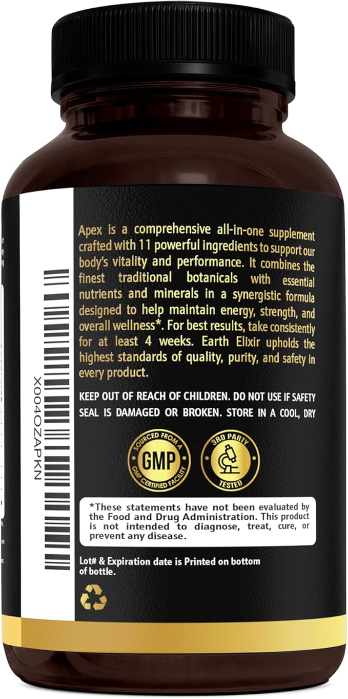 Apex Testosterone Supplement for Men – 11-in-1 Formula with Ashwagandha, Fenugreek Capsules, Tongkat Ali, Shilajit for men, Stinging Nettle Root, Vitamin D, Zinc & Boron – Natural Vitality & Energy