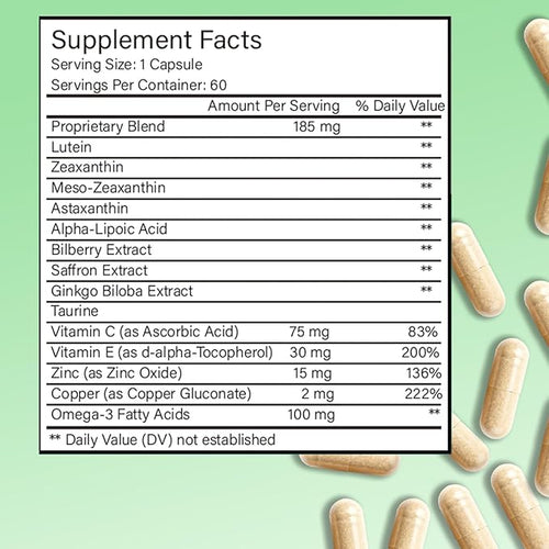 14-in-1 Advanced Eye Vitamin Supplement with Lutein, Zeaxanthin, Bilberry Extract & Zinc for Adults - Supports Vision, Macula & Blue Light Protection - 60 Capsules (01)