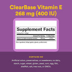 Natural Factors, Clear Base Vitamin E 400 IU, Antioxidant Support for Cardiovascular and General Health, 60 softgels (60 servings)