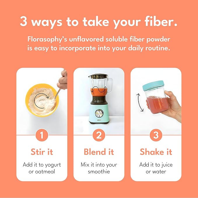 Daily Fix Organic Soluble Fiber Supplement for Digestive Gut Health, Gluten Free Vegan Soluble Prebiotic Powder, One Month Supply