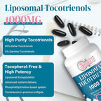 Liposomal Tocotrienols 1000mg – High Absorption Vitamin E Tocotrienols Supplement with 95% Delta & 5% Gamma – 60 Softgels