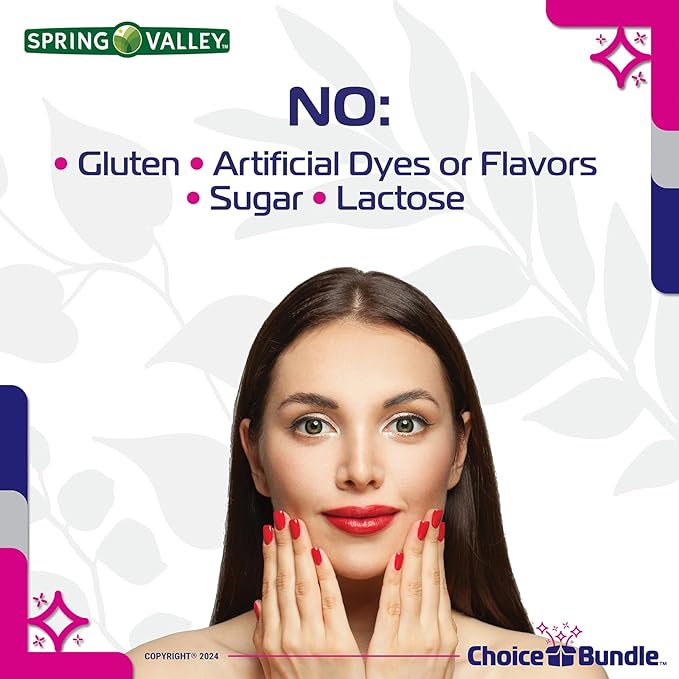 Spring Valley Highly Absorbable Collagen + Vitamin C Tablets Hair Skin Nail Health 2500 mg 90 Ct 3 pk (270 Total) + Vitamin Vitality & Pill Container (5 Items)!