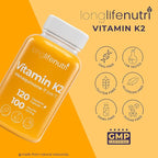 LongLifeNutri Vitamin K2 MK-7 100mcg – Nutrient Support for Bones and Circulation, 120 Vegetarian Capsules, 4-Month Supply, Lab Tested, Made in the USA, Non-GMO