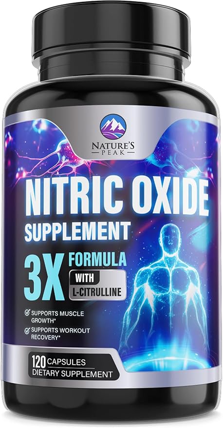 Extra Strength Nitric Oxide Booster - 3X Strength L-Arginine, Citrulline, & Beta Alanine - Premium Nitric Booster Natural Energy, Muscle & Heart Support, Bottled in USA for Men & Women - 120 Capsules