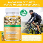 Magnesium Glycinate Gummies 1000mg, High Absorption Sugar Free Magnesium Potassium Supplement for Relaxation, Stress Relief, and Sleep Support for Adults & Kids - 180 Pineapple Gummies