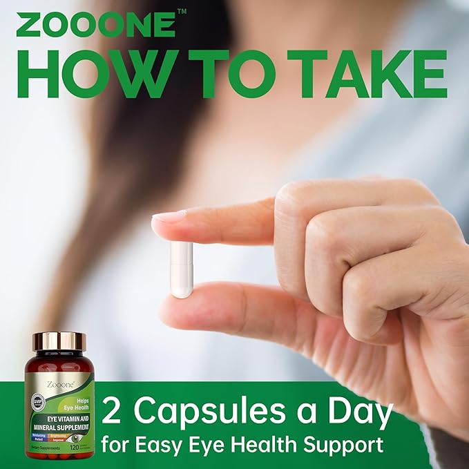 zooone- 120pcs Lutein Eye Vitamins Supplement for Macular Health and Dry Eye, Contains Lutein, Zinc, Vitamins C/E & Zeaxanthin to Support Eye Health