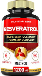 Trans Resveratrol Supplement with Grape Seed, Milk Thistle, and More - Resveratrol - 6 Herbal Supports for Immune System, Heart Health, Body Management - 90 Capsules