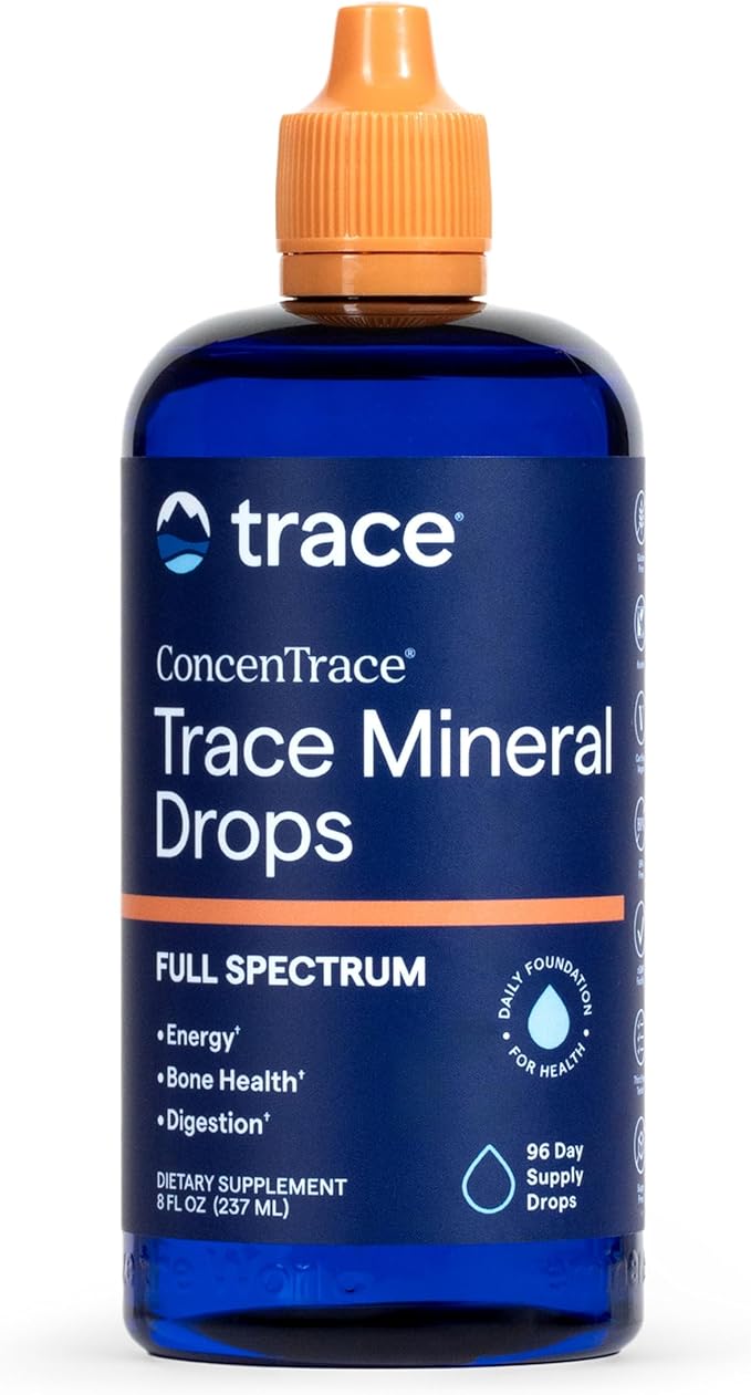 Trace Minerals ConcenTrace Trace Mineral Drops | Supports Energy, Digestion, Bone Health & Hydration, 70+ Ionic Trace Minerals w/Magnesium, Chloride & Potassium | Keto, Vegan & Non-GMO | 96 Servings