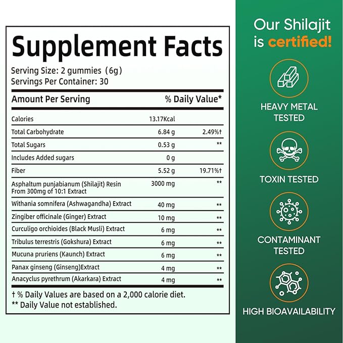 Bundle of Himalayan shilajit & sea Moss Gummies – 3000 mg shilajit, sea Moss 1600mg ksm 66 ashwagandha, no Added Sugar, lab Tested, 75%+ fulvic Acid, 92+ Minerals, All One Supplement(1 Package).