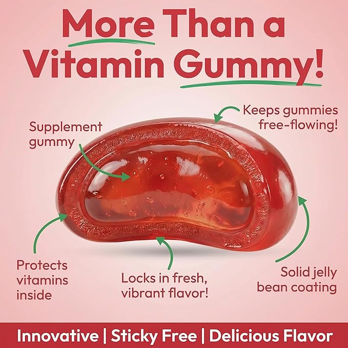 Human Beanz Biotin Jelly Bean Gummy Vitamins, Extra Strength Biotin for Hair, Skin and Nails, 5000mcg per Serving, Hair Growth Vitamins for Men and Women, 120 Strawberry Blast Jelly Beans, Kosher