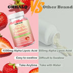 Alpha Lipoic Acid Gummies 1000Mg with Vitamin B1,B12&A,E,ALA Supplement,Provide Energy&Enhance Immunity,Liposomal Enhance Absorption,Sugar Free,Strawberry Flavor,60 Gummies