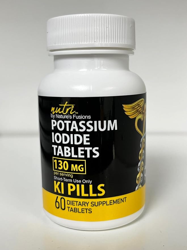 Potassium Iodide Tablets 130 mg - (60 Tablets) 10 Year Shelf-Life EXP 2034 to 2035 - Ki Pills - Yoduro de potasio - Nutri Supplements - 3rd Party Tested - NSF cGMP Certified Facility - Shelf Stable