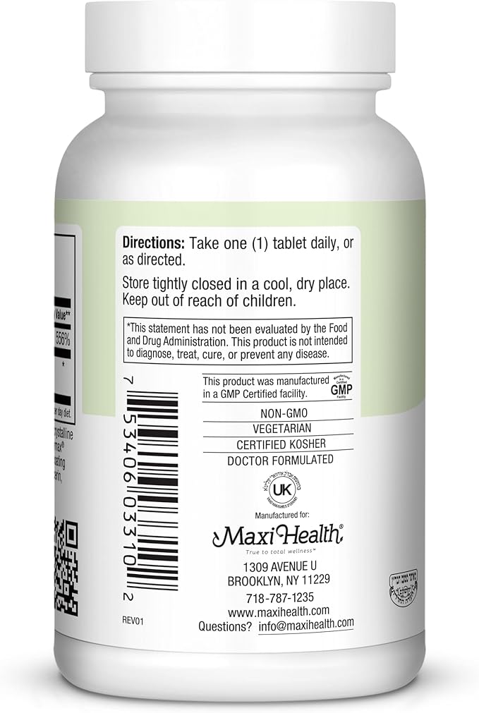 Maxi Health Max-C 500 Vitamin C Supplement – Vitamin C 500mg with Lemon Bioflavonoids Complex for Immune & Antioxidant Support – Vegan, Kosher – 100 Tablets