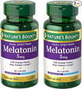 Nature's Bounty Melatonin 5mg Dual Spectrum, 100% Drug Free Sleep Supplement, Quick Release and Extended Release, Promotes Relaxation and Sleep Health, 60 Bi-Layer Tablets (Pack of 2)