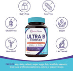 Doctor's Recipes Ultra B Complex Vitamins for Women and Men, with Methylated B12 1000mcg, B6, B1, Folic Acid, for Energy Metabolism, Nerve & Mood Support, Vegan, 60 Capsules, 30 Day Supply