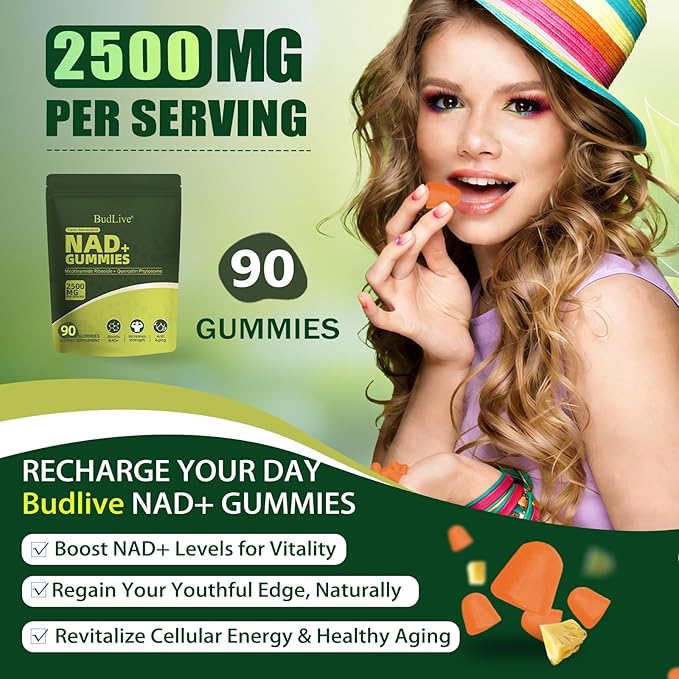 NAD Resveratrol Gummies, Liposomal NAD Gummies for Women with Nicotinamide Riboside, Quercetin, Trans-Resveratrol, Anti-Aging, Cellular Energy & Healthy Aging Support, Non GMO, 90 Counts