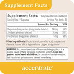 Accentrate Minerals - Magnesium Supplement for Kids – Chelated Magnesium Zinc Iron (Mg Zn Fe) – Mental Wellness Mineral Supplement for Focus, Mood & Brain Support – Bioavailable – 60 Capsules