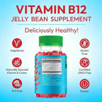 Methylated Vitamin B12, Jelly Bean Gummies for Adults, Brain Health and Energy Booster, Healthy Hair, Skin, and Nails, Nutritional Vegetarian Supplements, 120 Jelly Beans