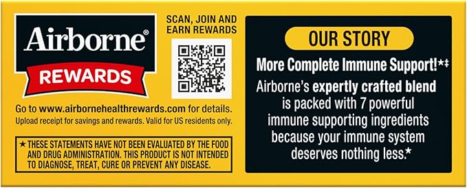Airborne Immune Support Effervescent Tablets, Zesty Orange Flavor - 10ct with 1000mg Vitamin C + Vitamins A, D, E, Zinc, Selenium, Manganese & Herbal Blend - Sugar‑Free, Gluten‑Free