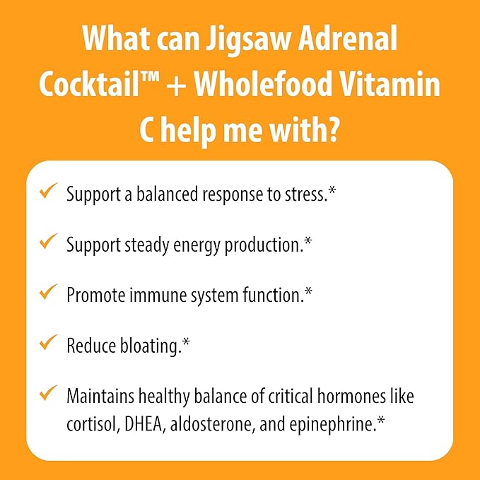 Jigsaw Health Adrenal Cocktail + Wholefood Vitamin C | with Potassium Bicarbonate, Sea Salt, and Acerola Cherry Extract | 60 Servings (Jar)