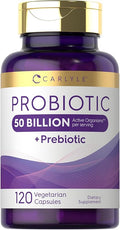 Carlyle Probiotics with Prebiotics | 120 Capsules | 50 Billion Active Organisms | Non-GMO & Gluten Free Supplement