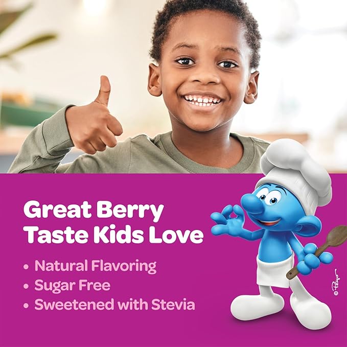Smurfs Kids Elderberry Drops | Liquid Vitamin C and Elderberry for Kids Immune Support | Ages 1 & Up | Vegan Non-GMO & No Artificial Flavors or Colors | No Added Sugar | Berry Flavor | 30 Servings