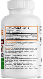 Bronson Methyl B12 5000 mcg Vitamin B12 Methylcobalamin Energy & Brain Support 60 Lozenges