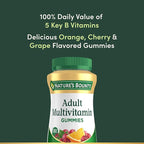 Nature's Bounty Adult Multivitamin Gummies, Vitamin Supplement, Daily Nutritional Needs, Orange, Cherry and Grape Flavor, 75 Gummies