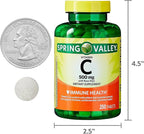 250 Count Vitamin C 500mg with Rose HIPS Tablets Dietary Supplement, Antioxidant Protection, 250 Tablets + Vitamin Guide Included