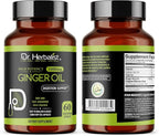 Dr. HERBALIST Ginger Oil Capsules 1600mg - Cold Pressed Zingiber Officinale with Gingerols & Shogaols | Supports Digestive Comfort & Joint Wellness* | Halal | 60ct